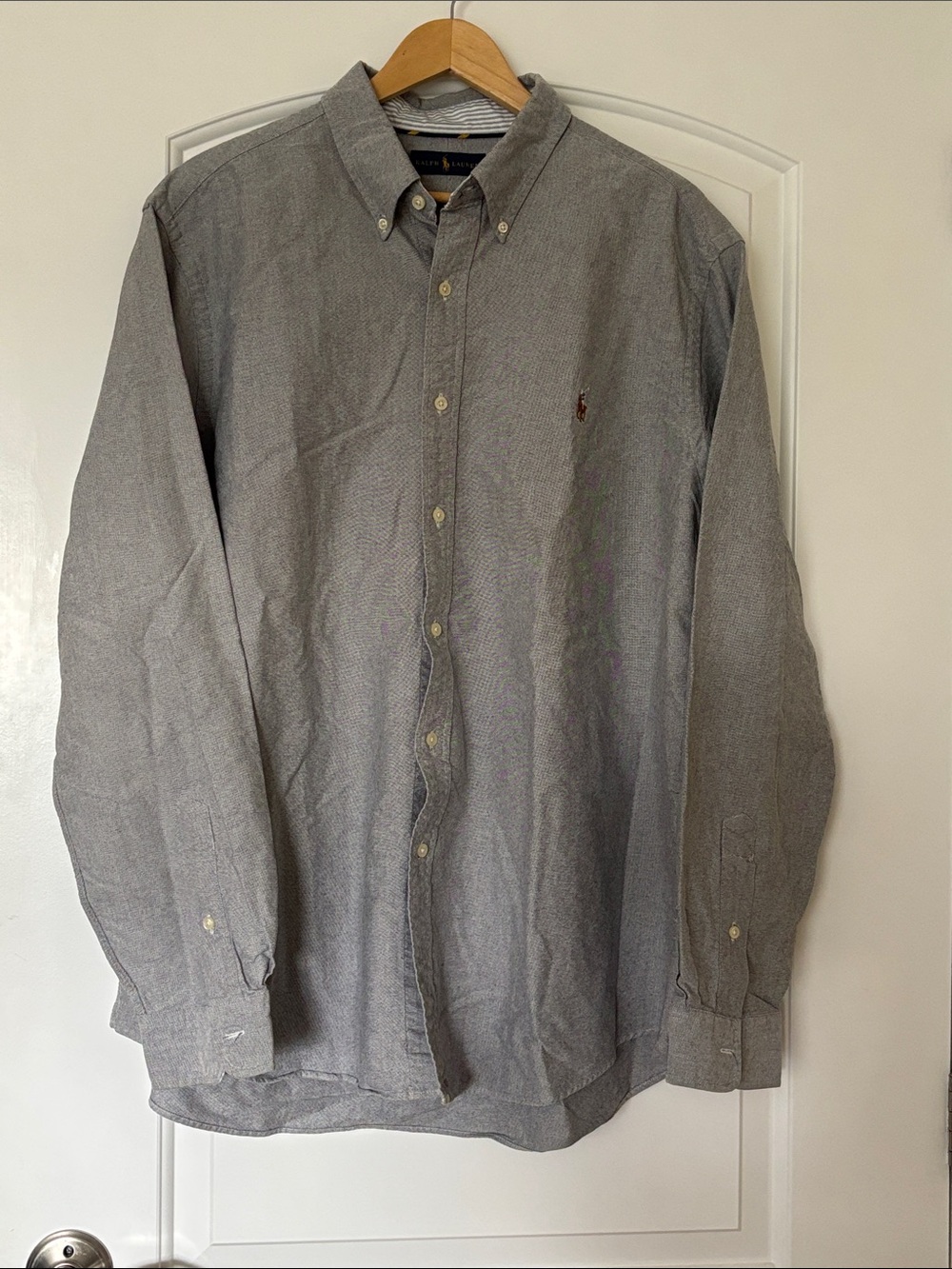 Ralph Lauren Gray Oxford Button Down Shirt Men’s XXL 100% Cotton EUC